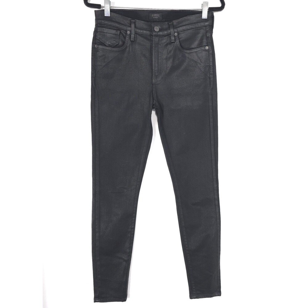 AGOLDE Womens Jeans Skinny Black 29 Mid Rise USA MADE SOPHIE Coated A003F-2001